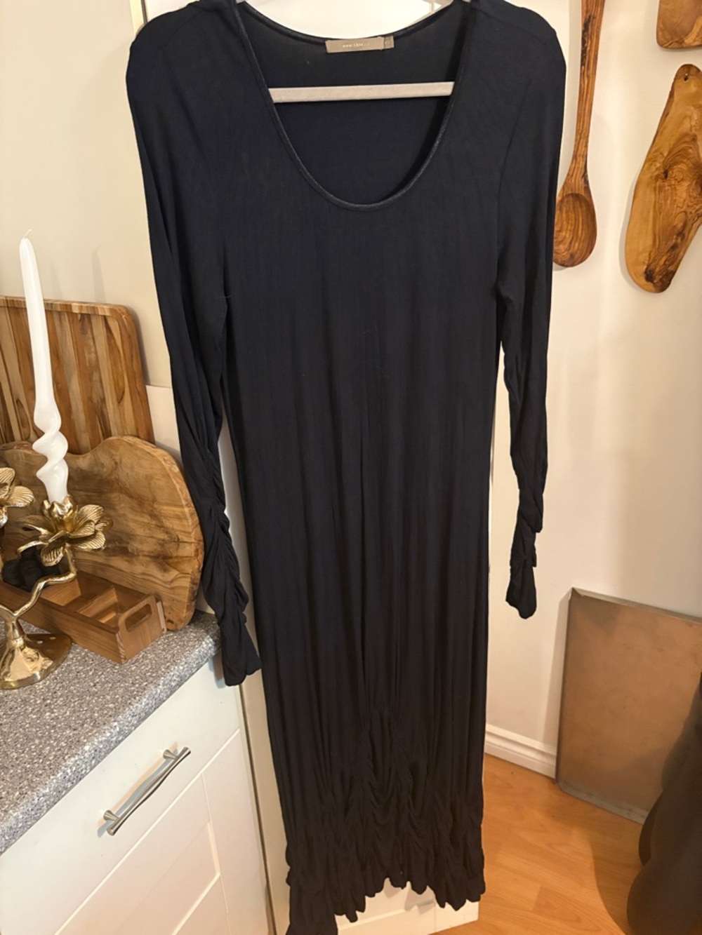 Long Black Scoop-Neck Women's Dress